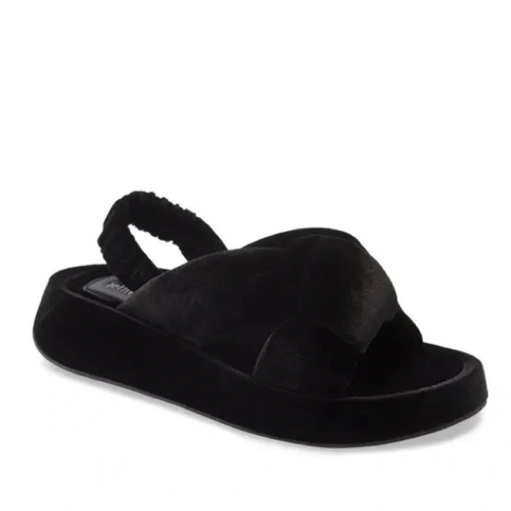 Jeffrey Campbell Sying Slingback Sandals Black Velvet Size 6 - Picture 1 of 12